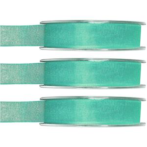 3x Hobby/decoratie mintgroene organza sierlinten 1,5 cm/15 mm x 20 meter -