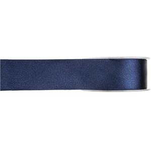 1x Hobby/decoratie navyblauwe satijnen sierlinten 1,5 cm/15 mm x 25 meter -