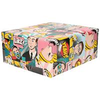 Shoppartners 2x Inpakpapier / cadeaupapier gekleurd met comic book / stripverhaal thema 200 x 70 cm -