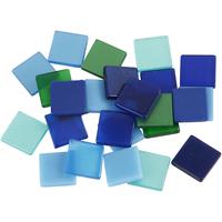 400x Mozaiek tegels kunsthars groen/blauw 10 x 10 mm ozaiektegel