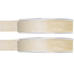 2x Hobby/decoratie ivoorwitte organza sierlinten 1,5 cm/15 mm x 20 meter -