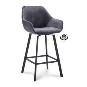 Leen Bakker Barkruk Riyo - velvet - antraciet - 65 cm - 2 stuks