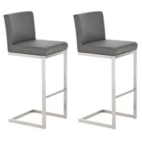 clp 2er Set Barhocker Paros Kunstleder-grau - 
