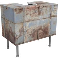 bilderwelten Waschbeckenunterschrank - Shabby Industrial Metalloptik - Badschrank Größe: 55cm x 60cm - 