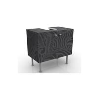 bilderwelten Waschbeckenunterschrank - No.DS3 Zebras Schwarz - Badschrank Schwarz Grau Größe: 55cm x 60cm - 