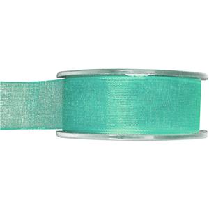 1x Hobby/decoratie mintgroene organza sierlinten 2,5 cm/25 mm x 20 meter -