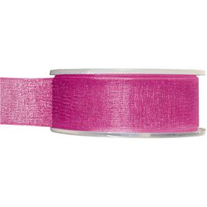 1x Hobby/decoratie fuchsia roze organza sierlinten 2,5 cm/25 mm x 20 meter -