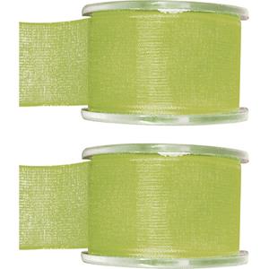 2x Hobby/decoratie groene organza sierlinten 4 cm/40 mm x 20 meter -