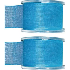 2x Hobby/decoratie turquoise organza sierlinten 4 cm/40 mm x 20 meter -