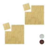 Relaxdays 18 x Bodenschutzmatte Puzzle Matte Sport Unterlegmatte Bodenmatte Fitnessmatte natur