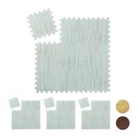 Relaxdays 36 x Bodenschutzmatte Holzoptik weiß Fitnessunterlage Sportunterlage Puzzlematte