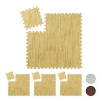 Relaxdays 36 x Bodenschutzmatte Gummimatte Puzzlematte Holzoptik Schutzmatte Sportmatte natur