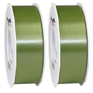 2x hobby/decoratie legergroene satijnen sierlinten 4 cm/40 mm x 91 meter -
