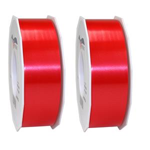 2x hobby/decoratie rode satijnen sierlinten 4 cm/40 mm x 91 meter -