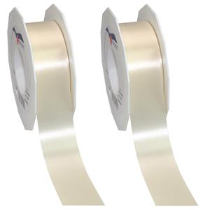 2x hobby/decoratie beige satijnen sierlinten 4 cm/40 mm x 91 meter -