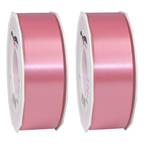 2x hobby/decoratie roze satijnen sierlinten 4 cm/40 mm x 91 meter -