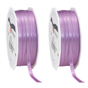 2x Luxe hobby/decoratie lila satijnen sierlinten 0,6 cm/6 mm x 50 meter -