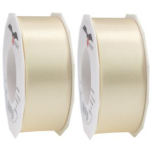 2x Luxe hobby/decoratie creme satijnen sierlinten breed 4 cm/40 mm x 25 meter -