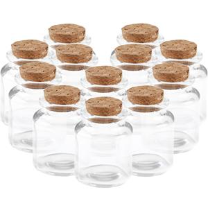 24x Mini glazen flesjes/potjes 5 x 6 met kurk dop -