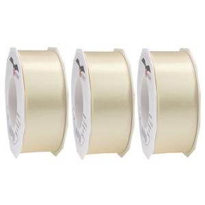 3x Luxe hobby/decoratie creme satijnen sierlinten breed 4 cm/40 mm x 25 meter -