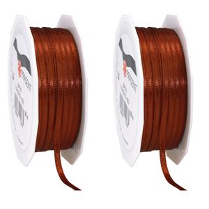 2x Luxe hobby/decoratie koperen satijnen sierlinten 0,3 cm/3 mm x 50 meter -