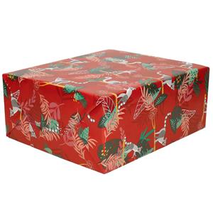 Shoppartners 3x rollen inpakpapier/cadeaupapier rood met ringstaartmaki design print 200 x 70 cm -