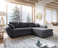 DELIFE Ecksofa Loana 275x185 Graphite Schlaffunktion Ottomane variabel