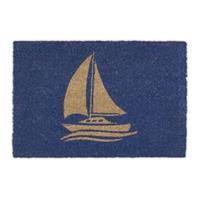 Relaxdays Fußmatte mit Segelschiff blau