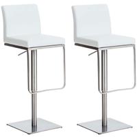 CLP 2er Set Barhocker Panama Kunstleder-weiß-Edelstahl - 