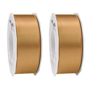 2x Luxe hobby/decoratie bronzen satijnen sierlinten breed 4 cm/40 mm x 25 meter -