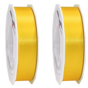 3x Luxe hobby/decoratie gele satijnen sierlinten 2,5 cm/25 mm x 25 meter -