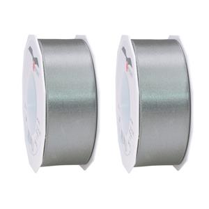 3x Luxe hobby/decoratie antraciete satijnen sierlinten breed 4 cm/40 mm x 25 meter -