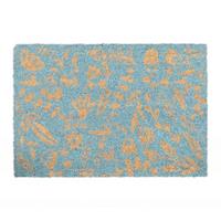 Relaxdays Fußmatte Kokos Blumen blau