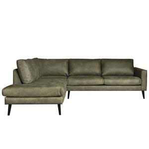 HomingXL Hoekbank Aster chaise longue links | lederlook Dalton groen 14 | 2,22 x 2,62 mtr breed