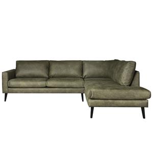 HomingXL Hoekbank Aster chaise longue rechts | lederlook Dalton groen 14 | 2,62 x 2,22 mtr breed