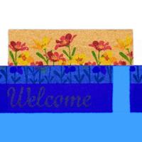 Relaxdays Fußmatte Kokos Welcome Blumen mehrfarbig