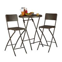 Relaxdays Barstuhl klappbar BASTIAN 2er Set braun