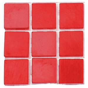 Glorex Hobby 63x stuks mozaieken maken steentjes/tegels kleur rood 10 x 10 x 2 mm -