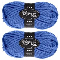 3x bolletjes blauw maxi acryl wol/garen 35 meter -