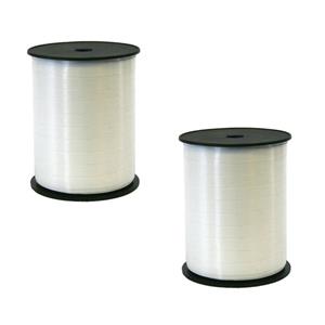 2x rollen cadeaulint/sierlint in de kleur wit 5 mm x 500 meter -