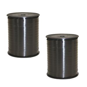 2x rollen cadeaulint/sierlint in de kleur zwart 5 mm x 500 meter -