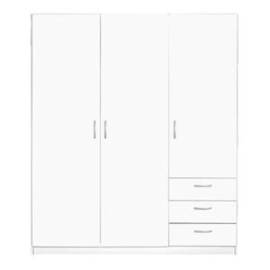 Leen Bakker Kledingkast Varia 3-deurs - wit - 175x146x50 cm