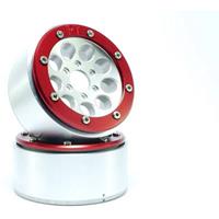 Metsafil 1:10 Crawler Felgen Gun Silber-Rot 1 Paar