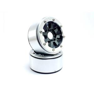 Metsafil 1:10 Crawler Felgen Gear Schwarz-Silber 1 Paar