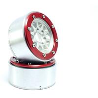 Metsafil 1:10 Crawler Felgen Gear Silber-Rot 1 Paar