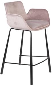 Zuiver Brit Velvet Counterkruk - Zithoogte 65 Cm - Set Van 2 - Fluweel Roze