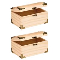 3x stuks houten kistjes ronde deksel 15 x 9,5 cm hobby/knutselmateriaal -