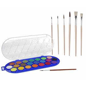 Gerim Hobby waterverf/aquarelverf 22 kleuren met 7x stuks penselen -