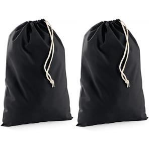 Bellatio Pakket van 40x stuks zwart katoenen canvas zakjes/tasjes met afsluitkoord 49 x 75 cm -