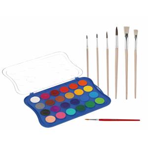 Gerim Hobby waterverf/aquarelverf 24 kleuren met 7x stuks penselen -